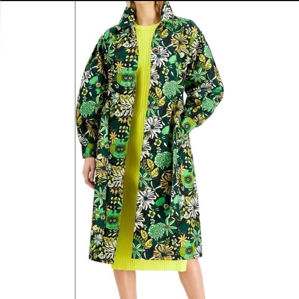 INC International Concepts Floral Trench Coat Belted Long Jacket NWT Size S - Picture 2 of 15